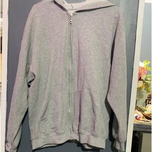 Oversized fit gray zip up hoodie